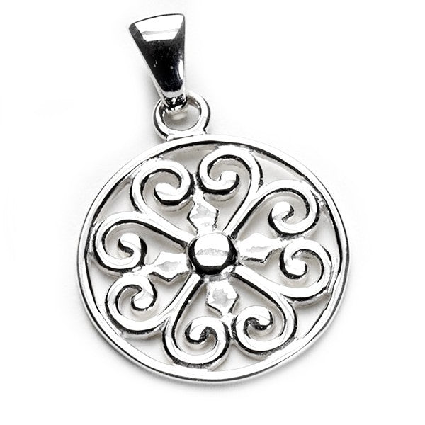 Heart Scroll Large Round Pendant