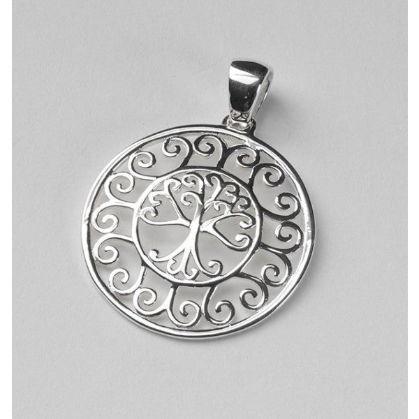 Southern Gates Collection Southern Oak Series Scroll Framed Round Oak Tree Pendant
