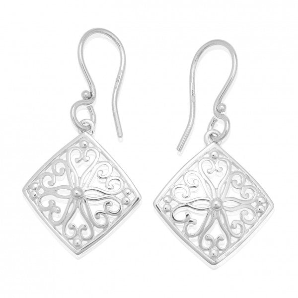 Ornamental Series Diamond Scroll Earrings